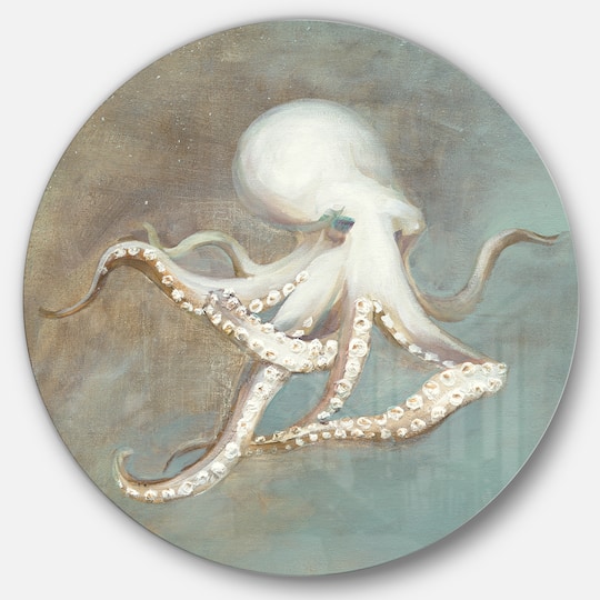 Designart - Octopus Treasures from the Sea - Nautical & Coastal Metal Circle Wall Art